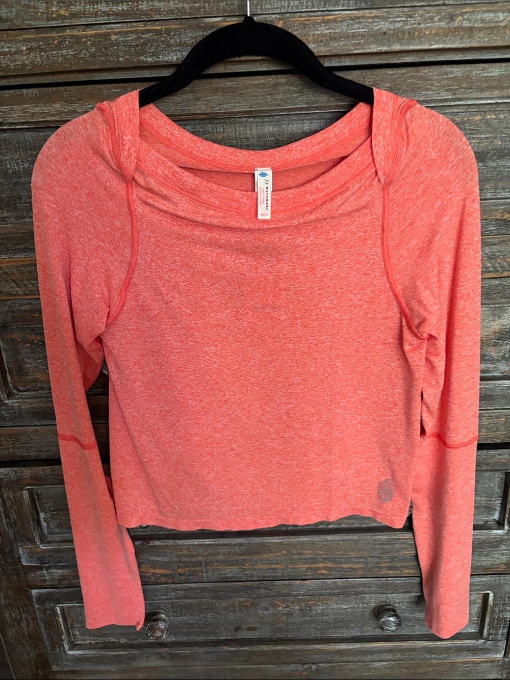 Free People Coral Long-Sleeve Crop Top